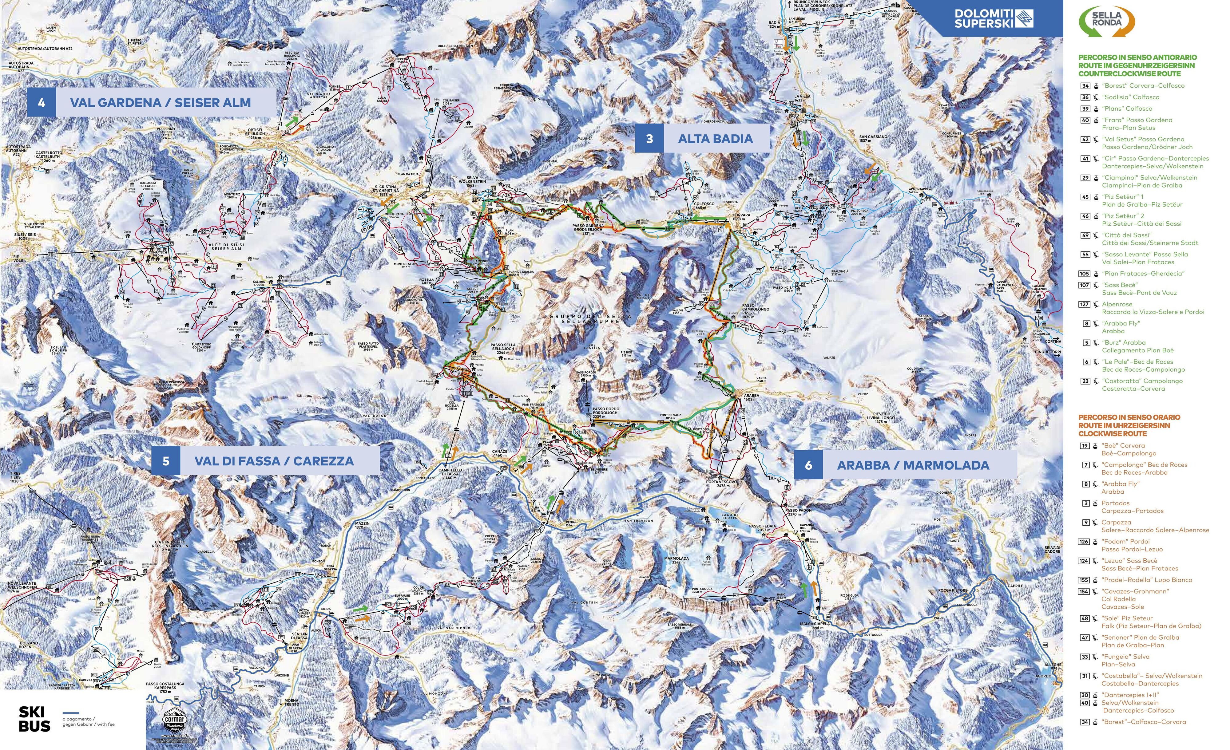 Pistenplan Dolomiti Sellaronda Valmorel, FRankreich, Grande Domain