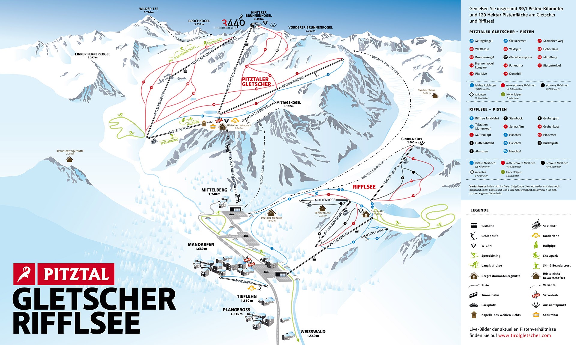 Pitztaler Gletscher Pistenplan Valmorel, FRankreich, Grande Domain