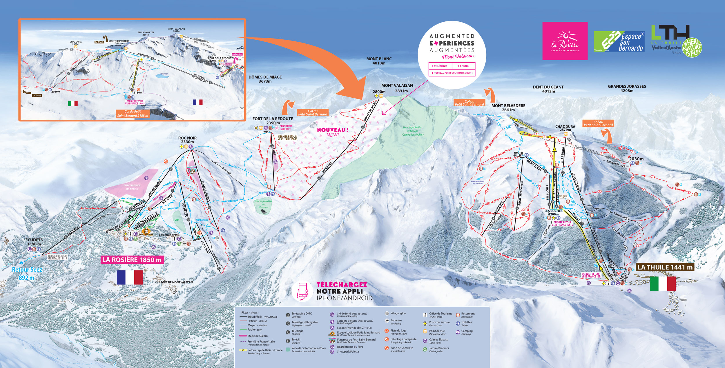 La Rosière Pistenplan Pistenplan Espace San Bernado La Rosiere